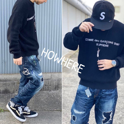 vanquish & fragment distressed denim pants