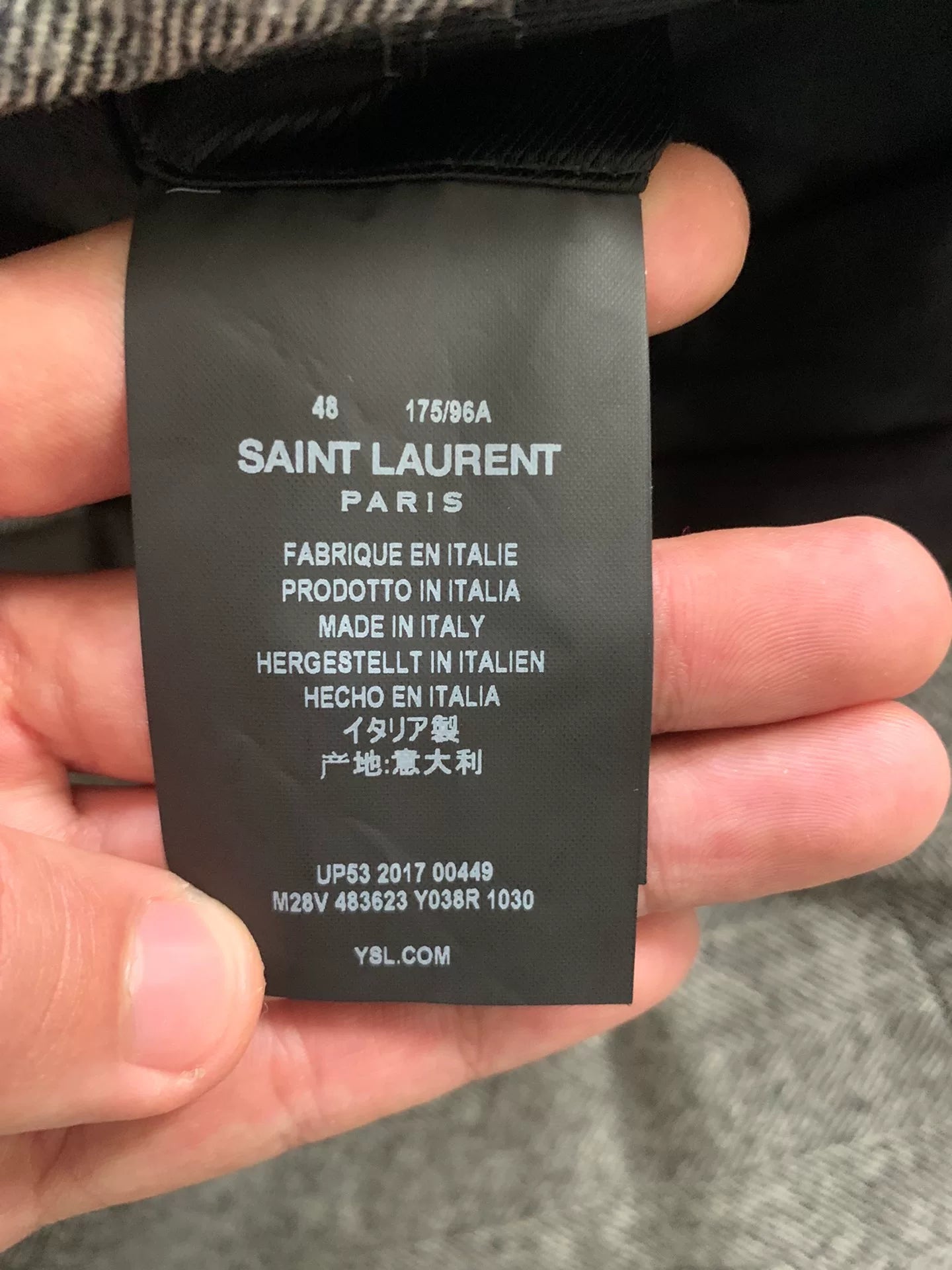 Saint Laurent 17FW Gray Herringbone Coat