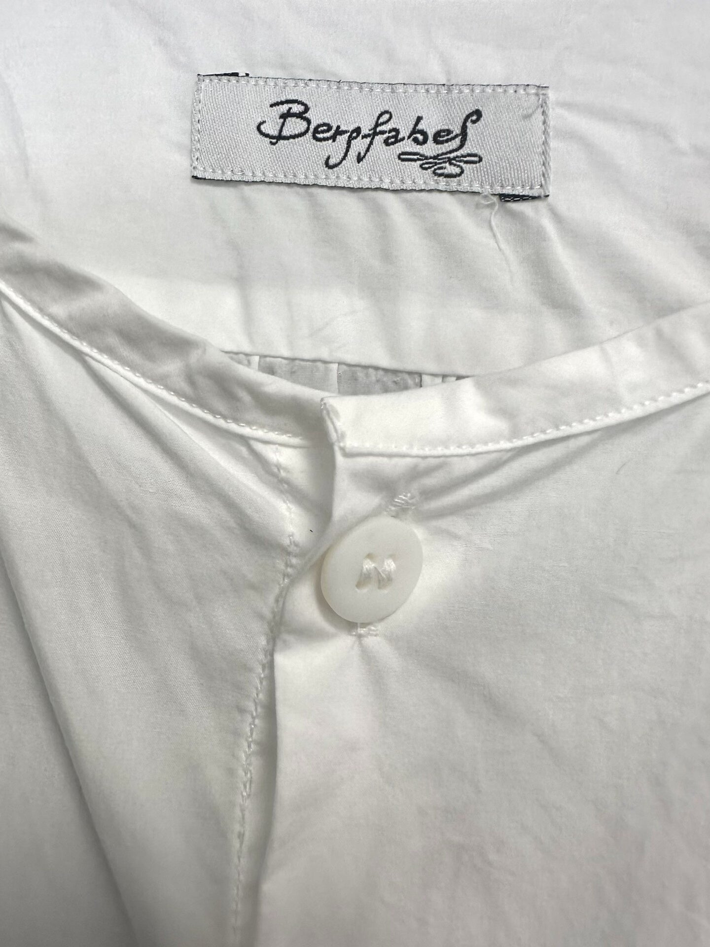 bergfabel collarless paper cotton shirt