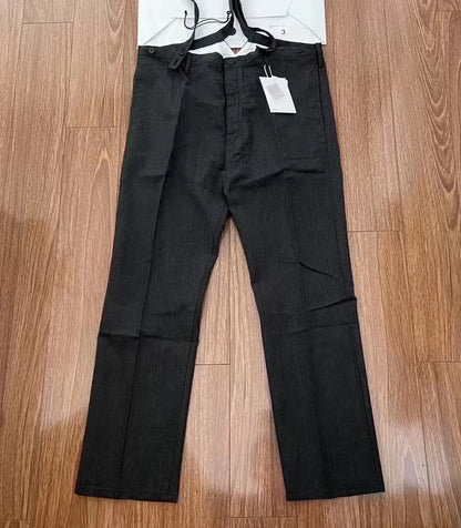 visvim herringbone braces pants in black