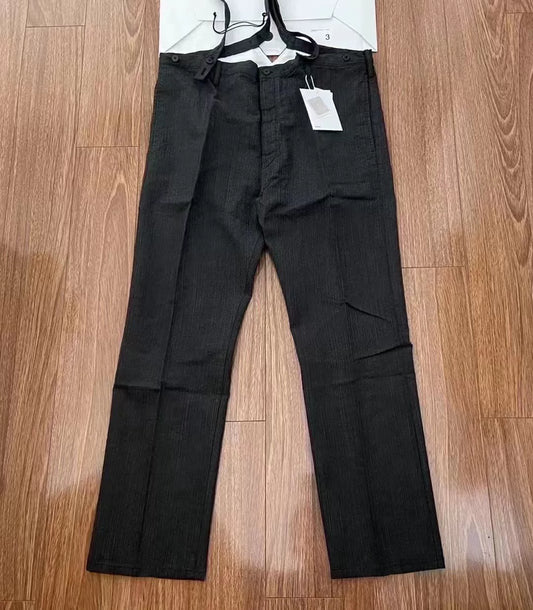visvim herringbone braces pants in black