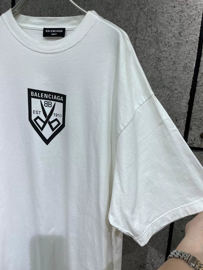 Balenciaga White Oversized Scissors Short-Sleeve S
