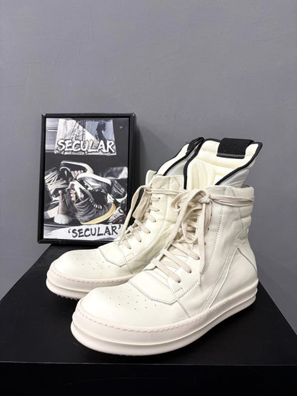Rick Owens Geobasket White Leather High-Top