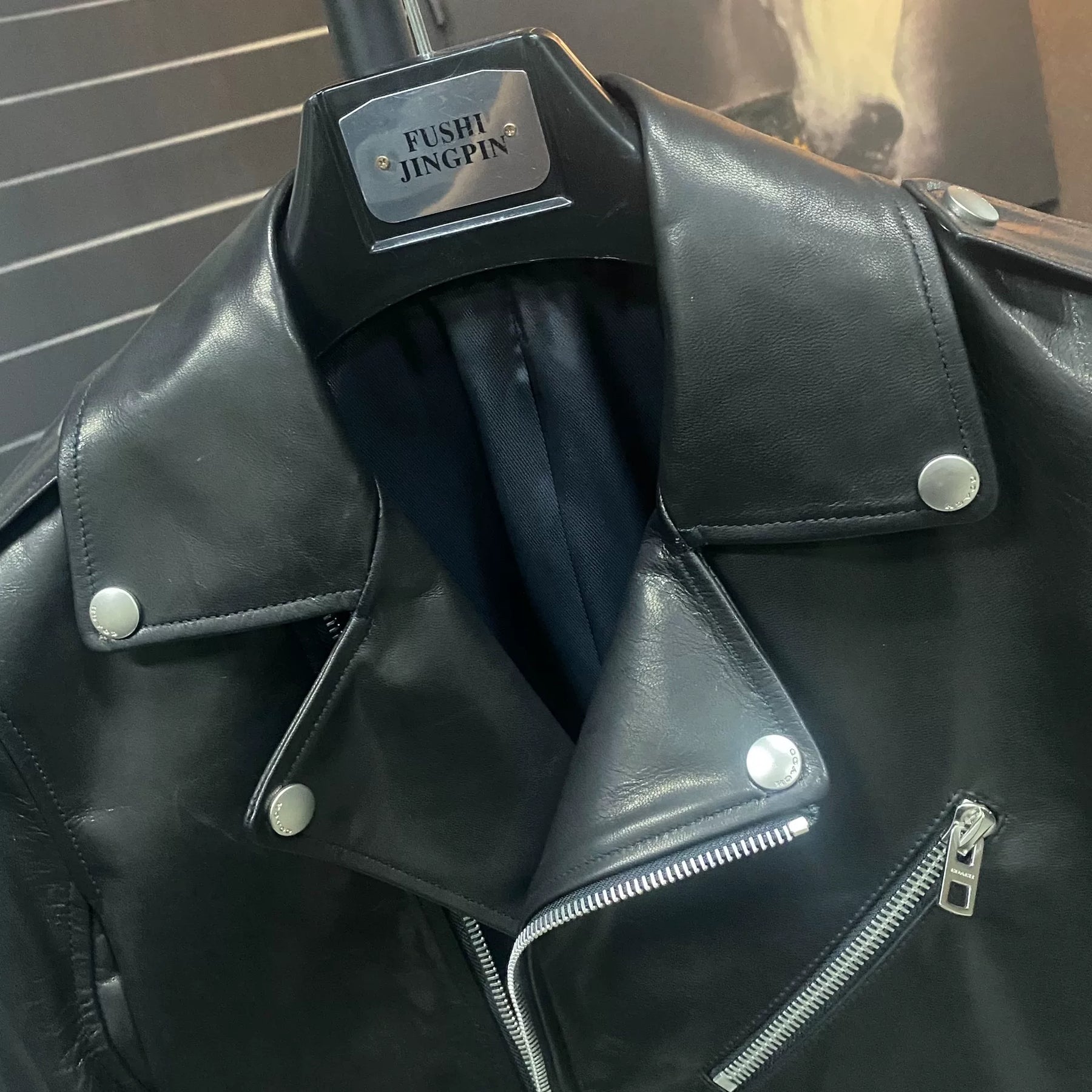 Black Goat Leather Biker Jacket