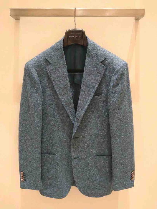 custom hand-tailored jacket in turquoise blue