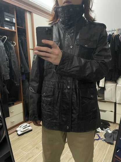 diesel leather jacket with multiple zippers