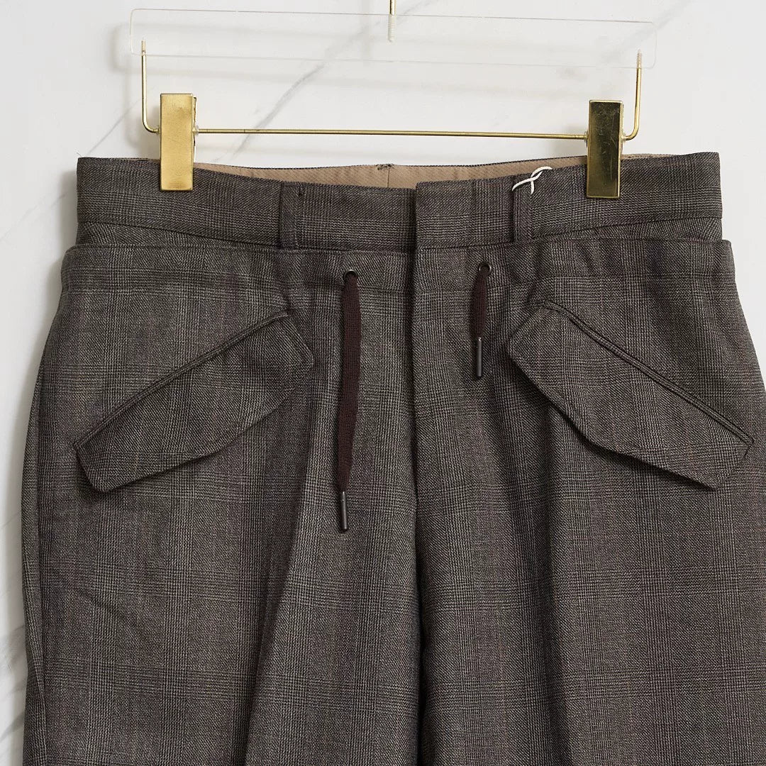 Saint Laurent Brown Check Drawstring Trousers