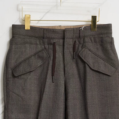 Saint Laurent Brown Check Drawstring Trousers