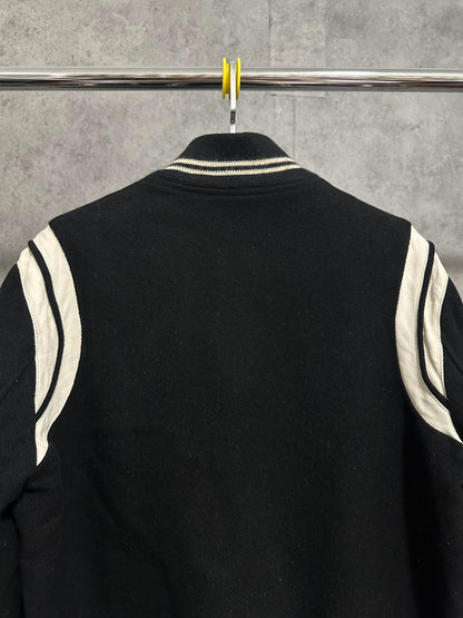 Saint Laurent Black White Wool Baseball Jacket