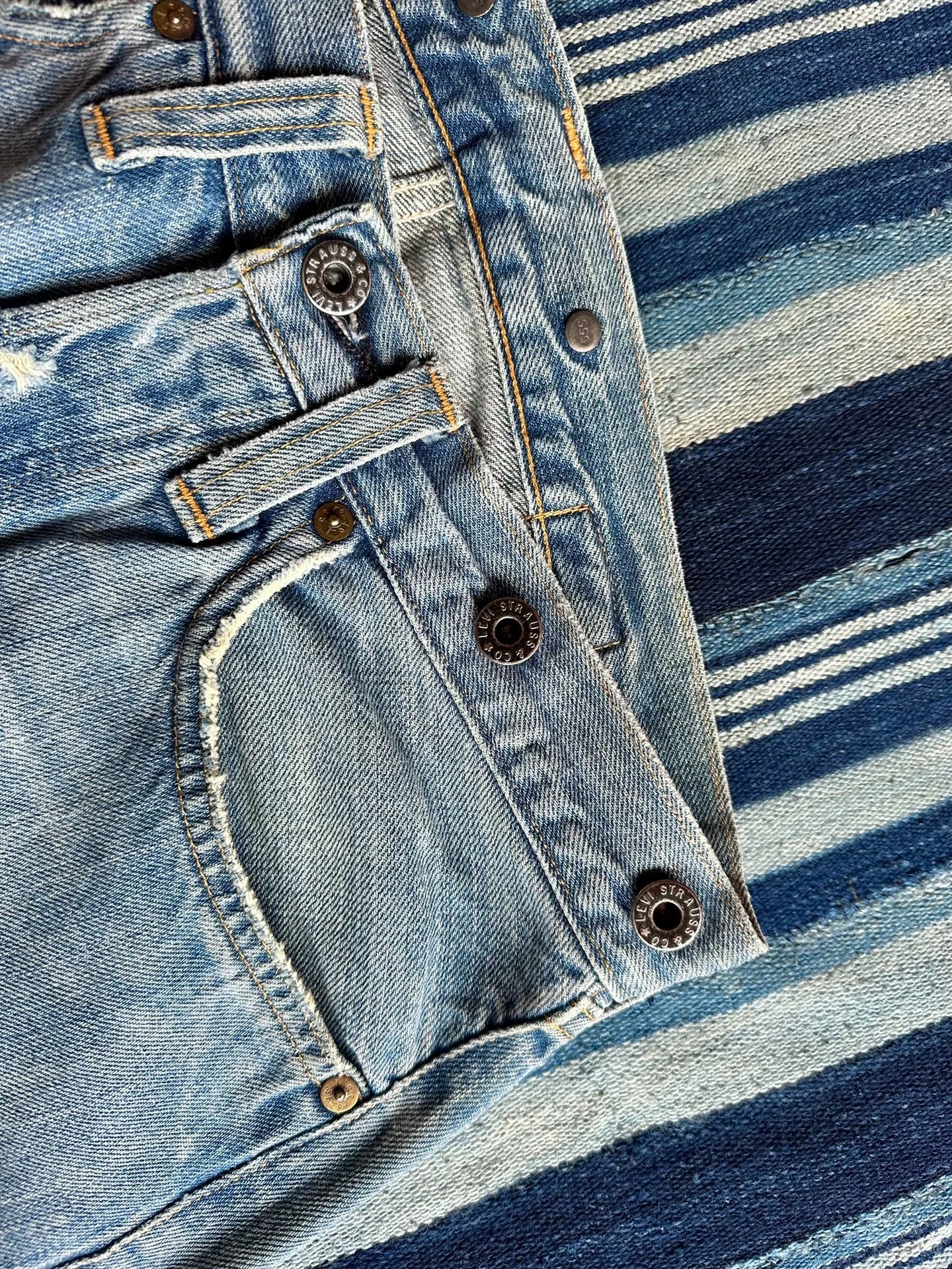 vintage levi's 555 raw denim washed pants