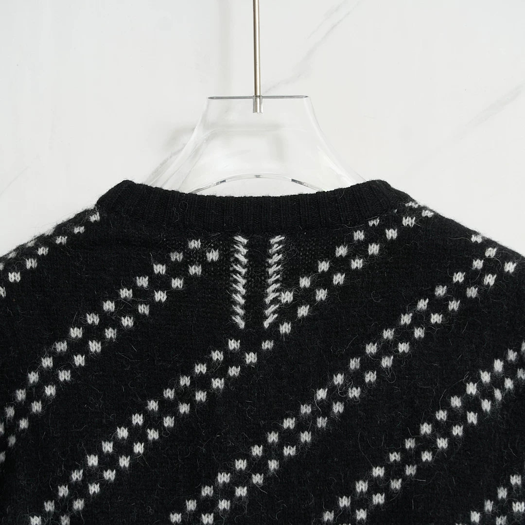 Saint Laurent Men's Black Zigzag Knit Sweater