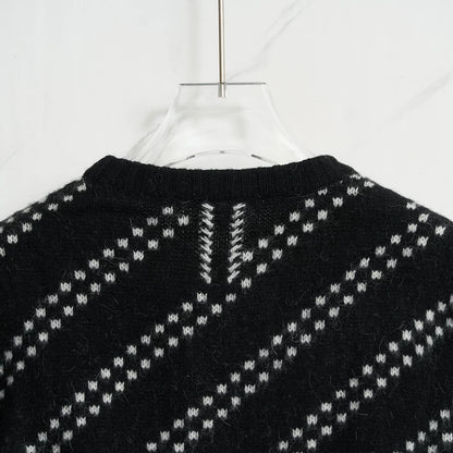 Saint Laurent Men's Black Zigzag Knit Sweater
