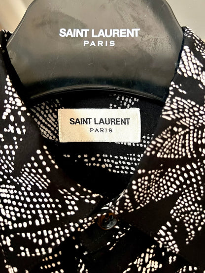 saint laurent black silk shirt with design