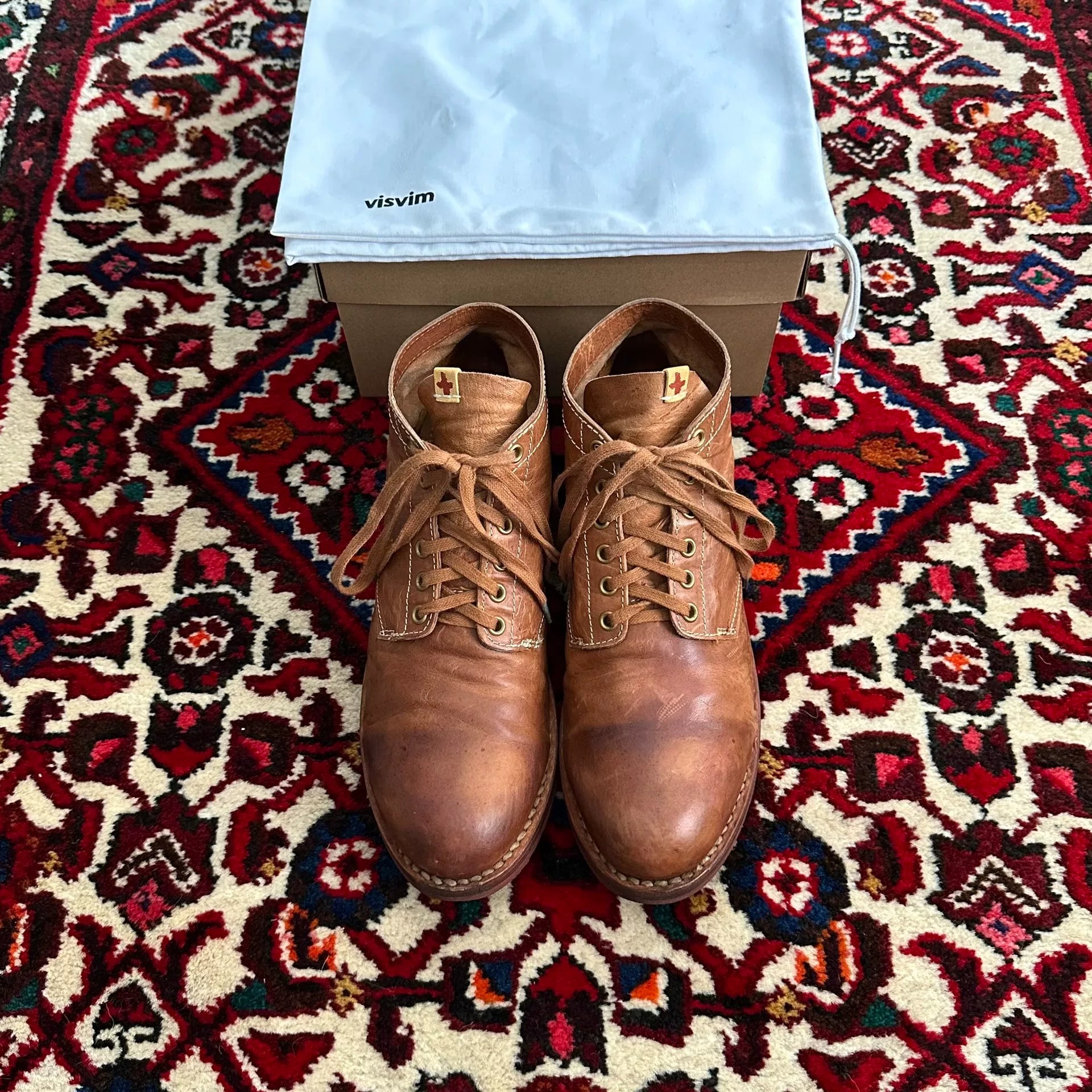 visvim brigadier boots in mid brown