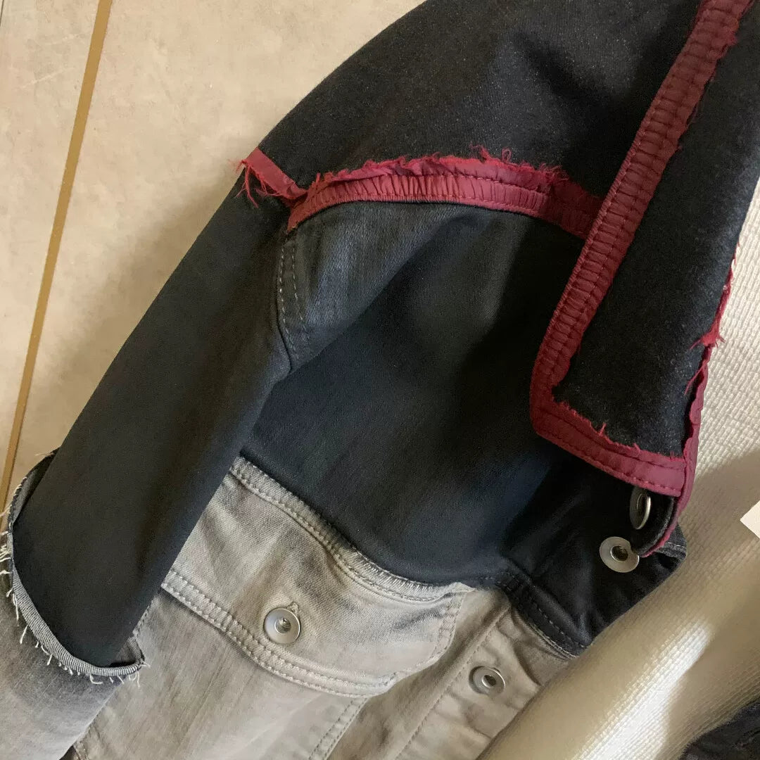 limited edition color block denim jacket