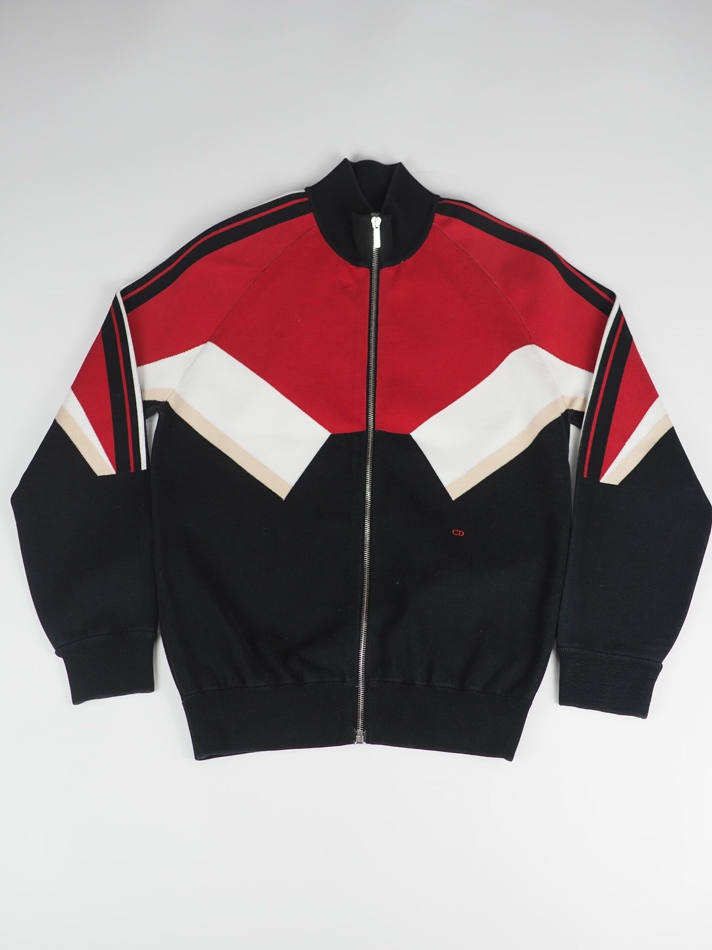 dior red black color block jacket XS