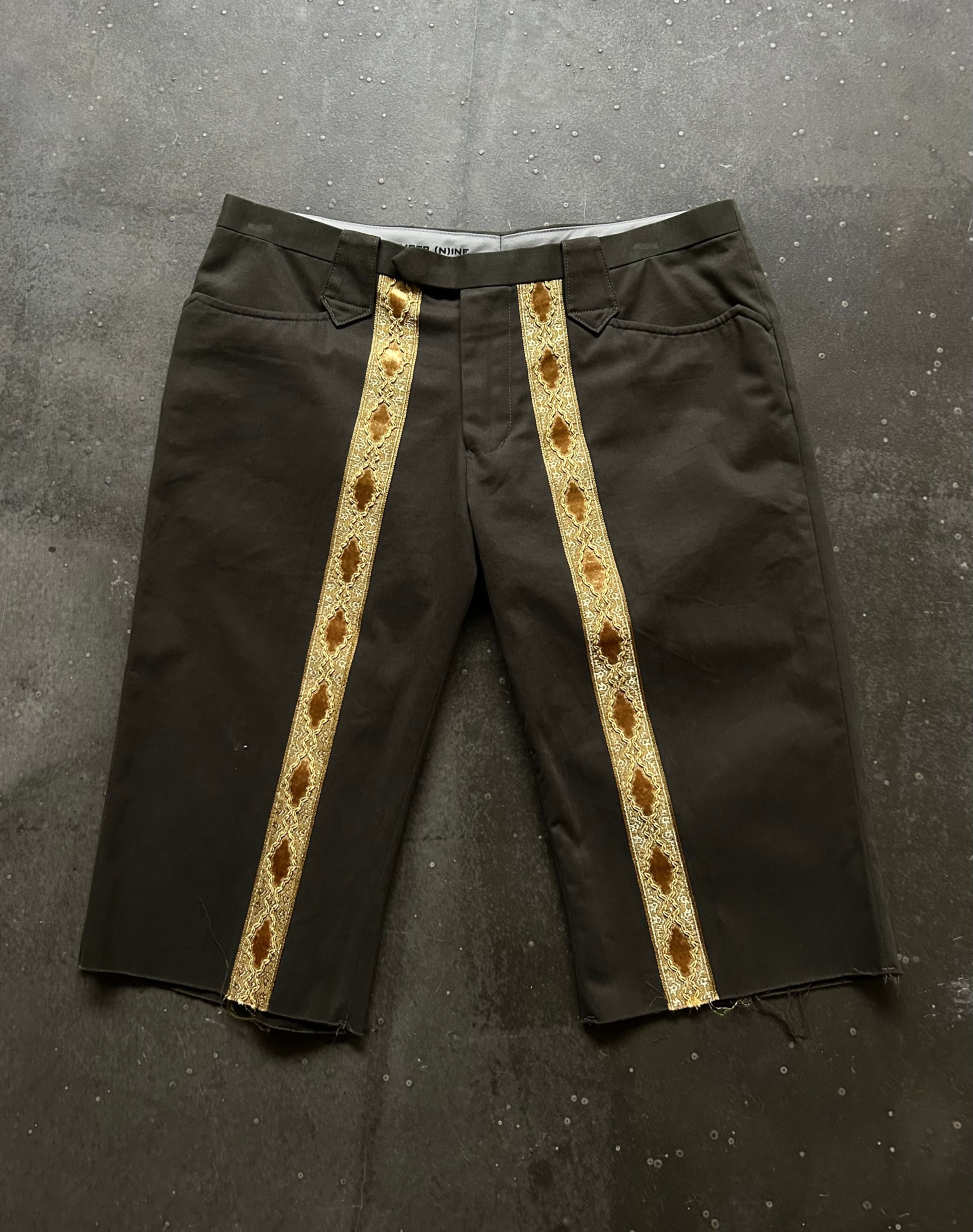 embroidered shorts with gold trim