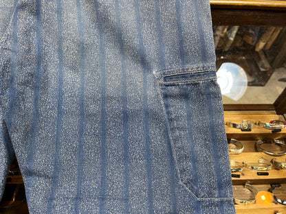 blue striped cotton twill pants