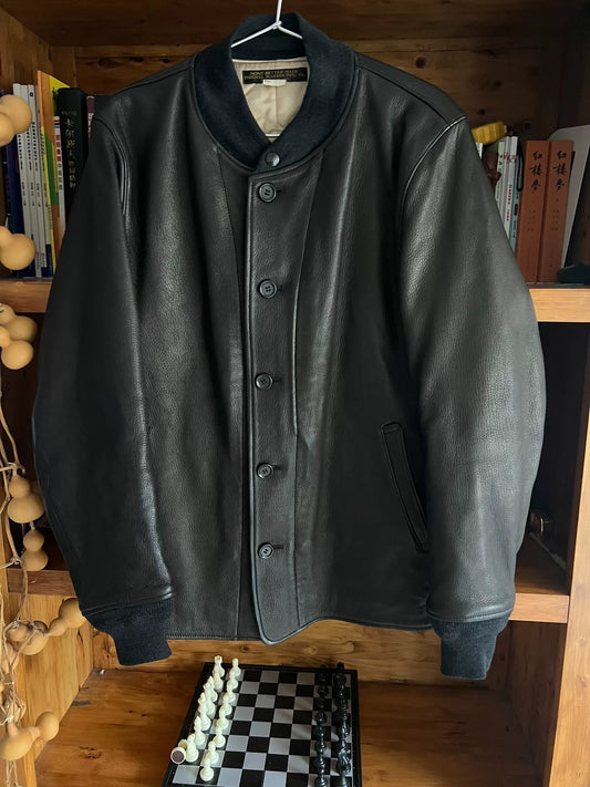 luxury carbon gray deer leather jacket