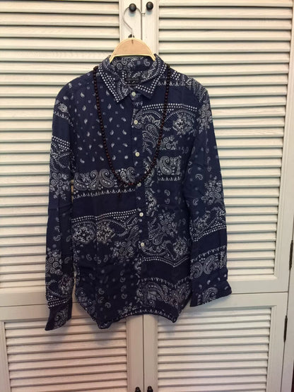 vintage indigo paisley print shirt