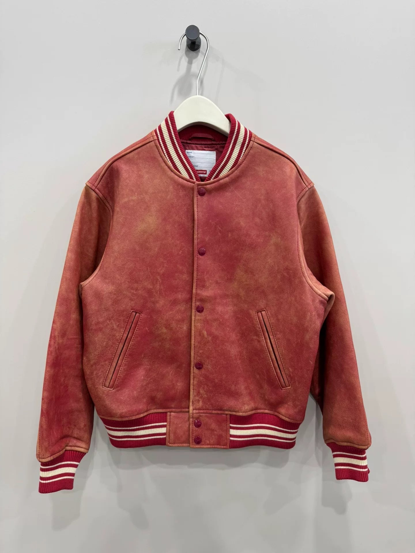 vintage supreme baseball leather jacket size S