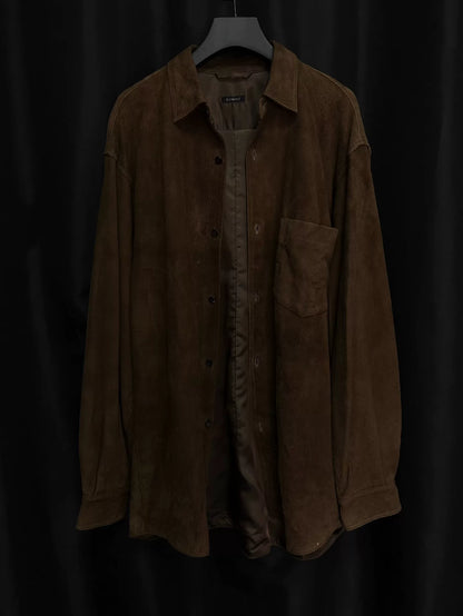 comoli deep brown deer leather shirt
