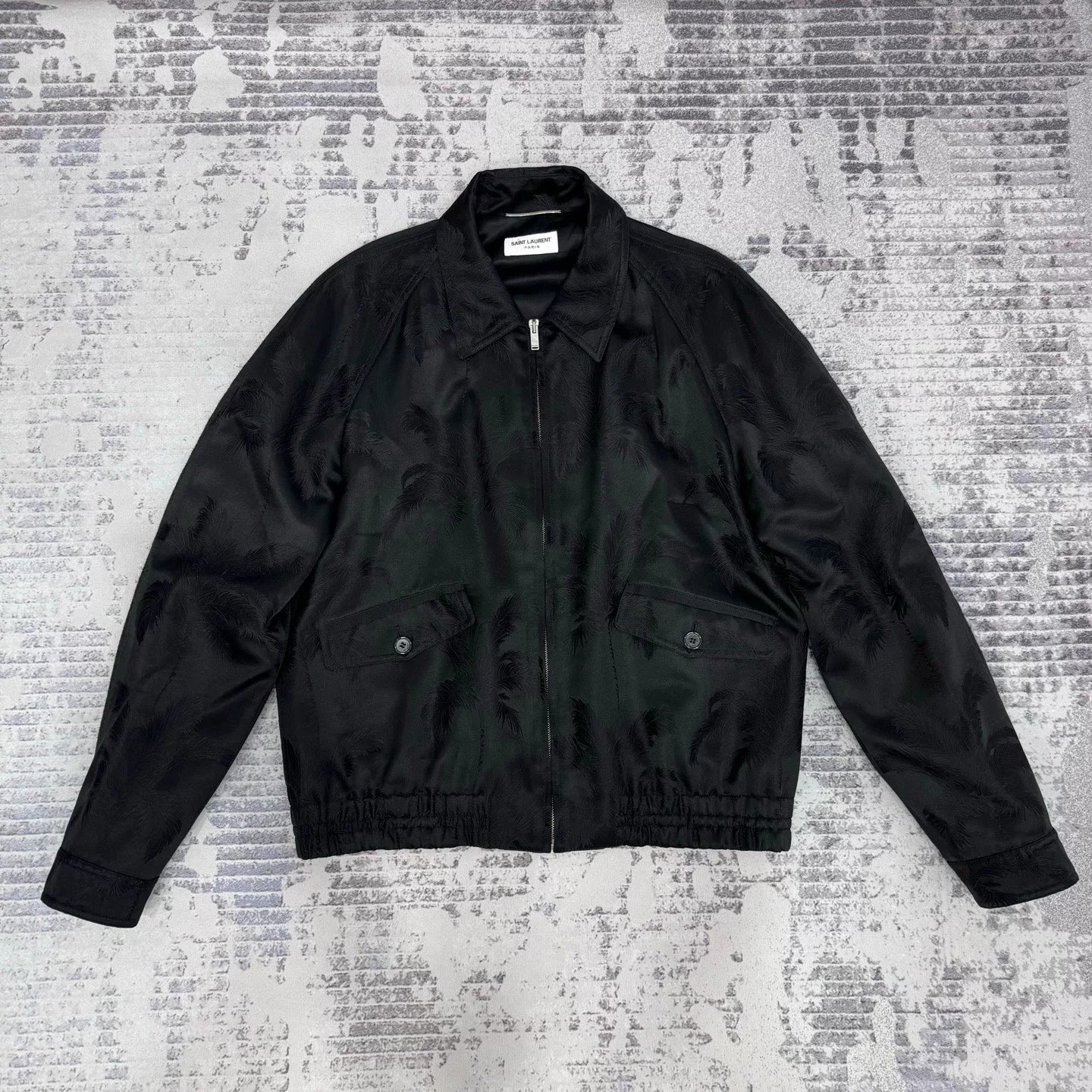 Saint Laurent Palm Satin Zip Jacket