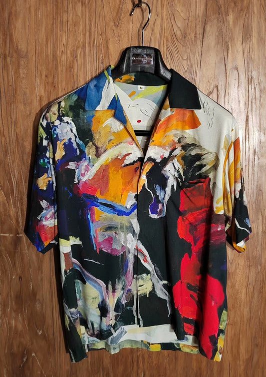 Abstract Oil Painting Print Shirt