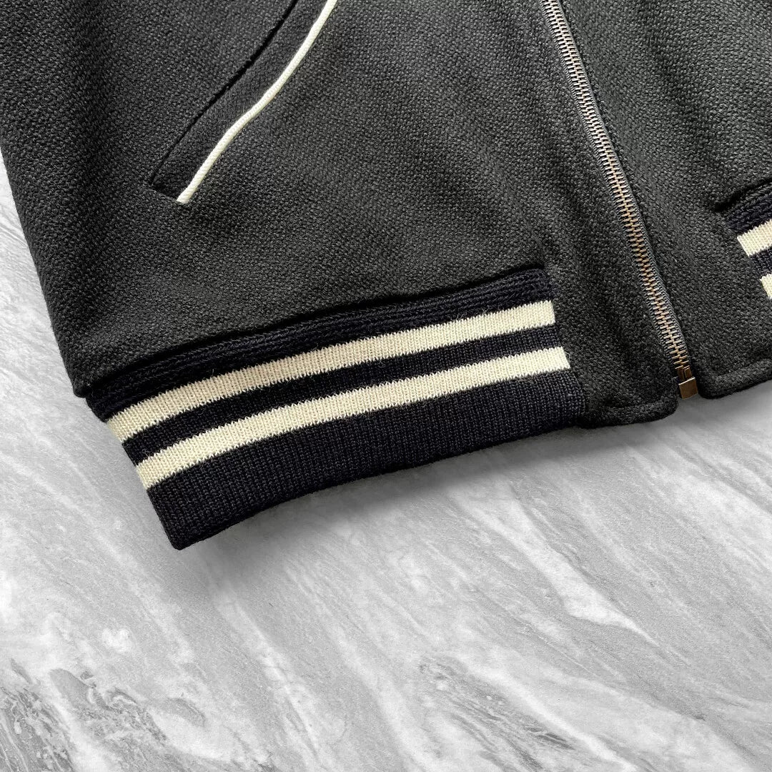 Saint Laurent Striped Zip Baseball Jacket