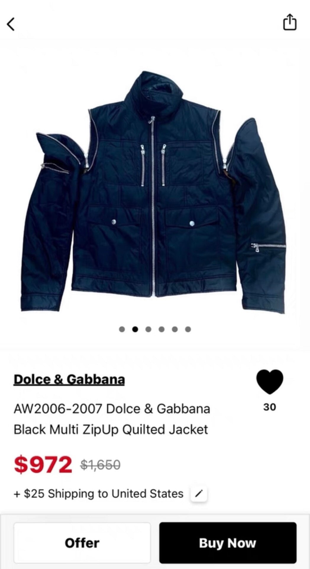 dolce gabbana detachable zip jacket size 44
