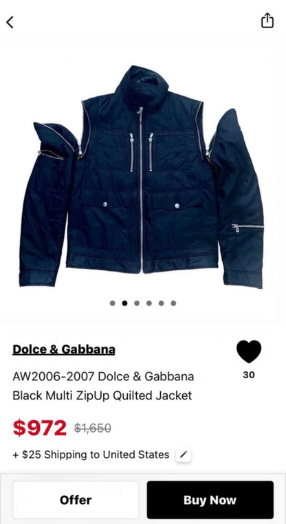 dolce gabbana detachable zip jacket size 44