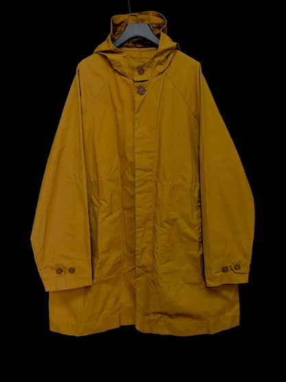 mustard yellow wax cotton hooded coat