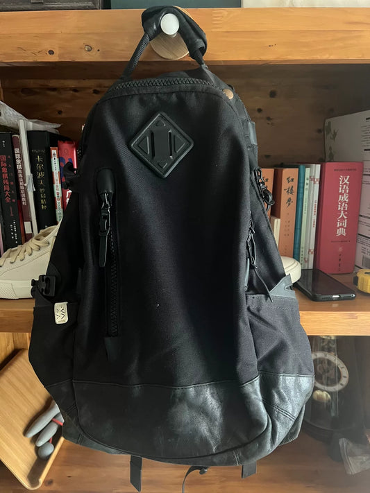 visvim 20L Black Backpack with Leather Base