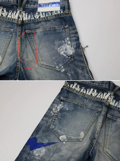 Vanquish Fragment Lightning Splatter Distressed Jeans