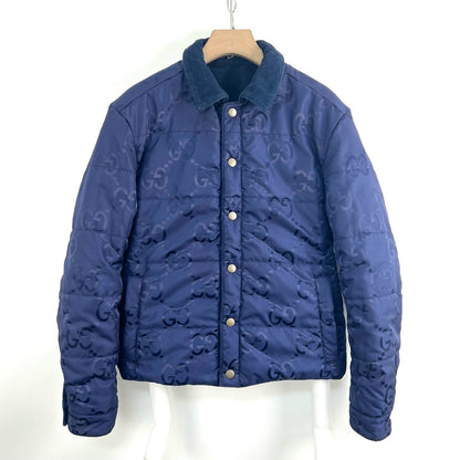 Gucci Blue Logo Reversible Cotton Jacket