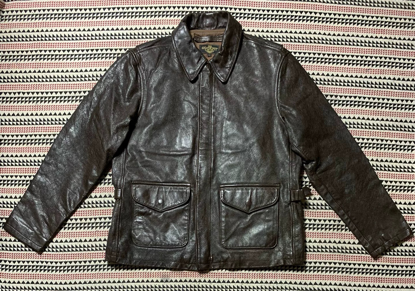 vintage black goat leather jacket by cockpit