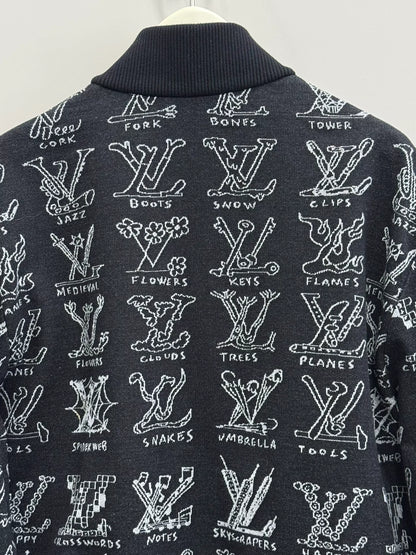 louis vuitton printed zip-up jacket size s