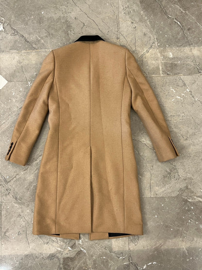 Saint Laurent Beige Velvet Collar Coat