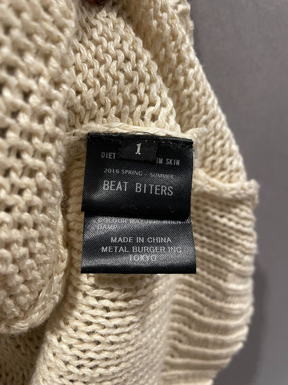 beige knit long sleeve top with holes