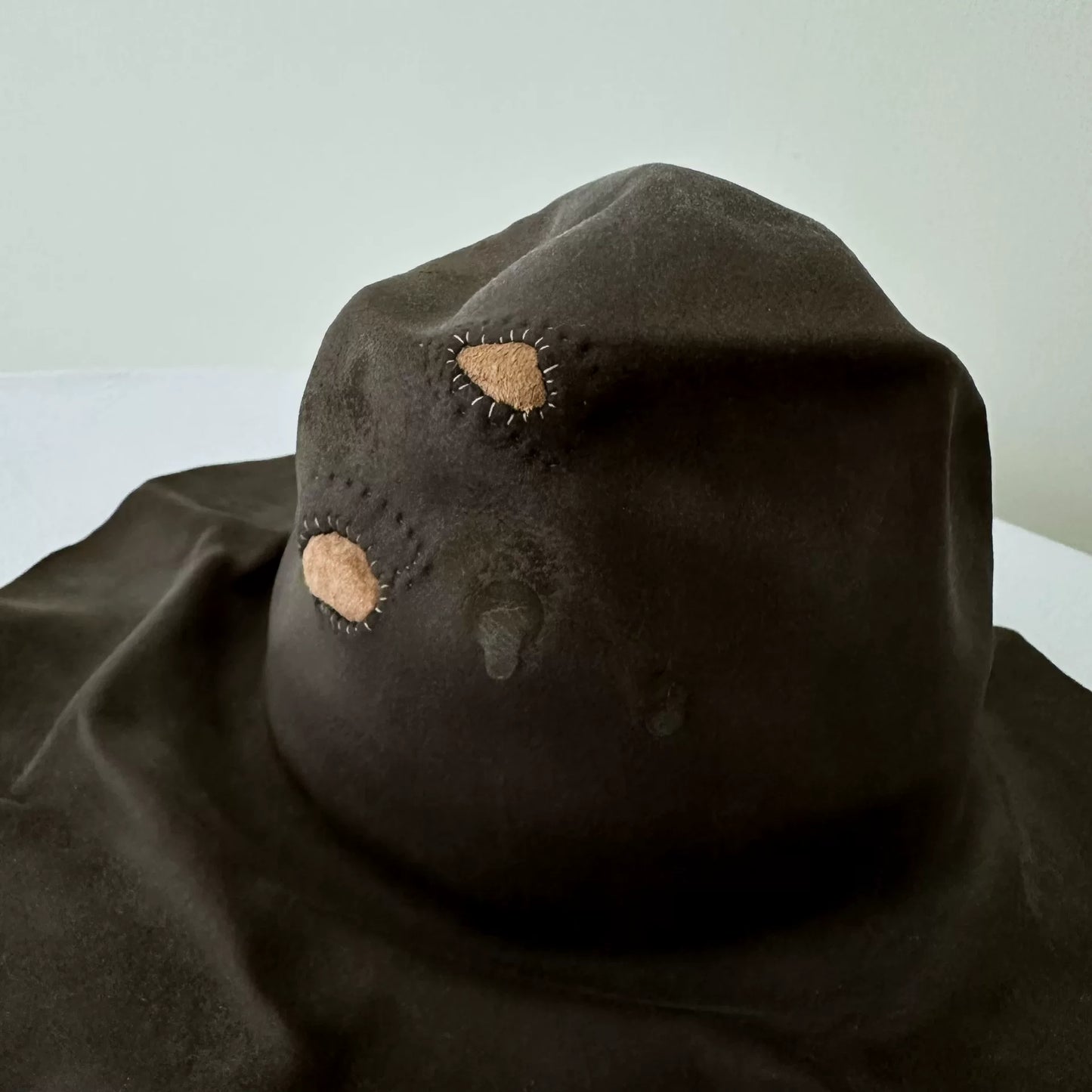 brown felt wide-brimmed hat