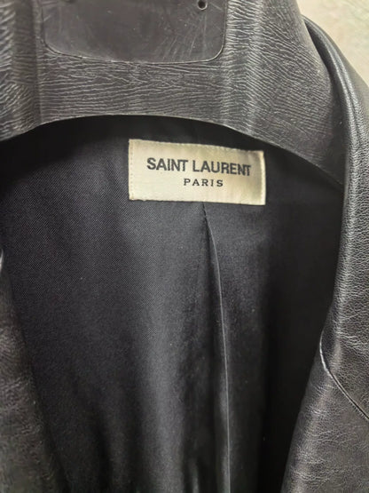 Saint Laurent Houndstooth Leather Collar Blazer