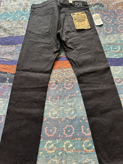 RRL Distressed Black Slim Fit Jeans
