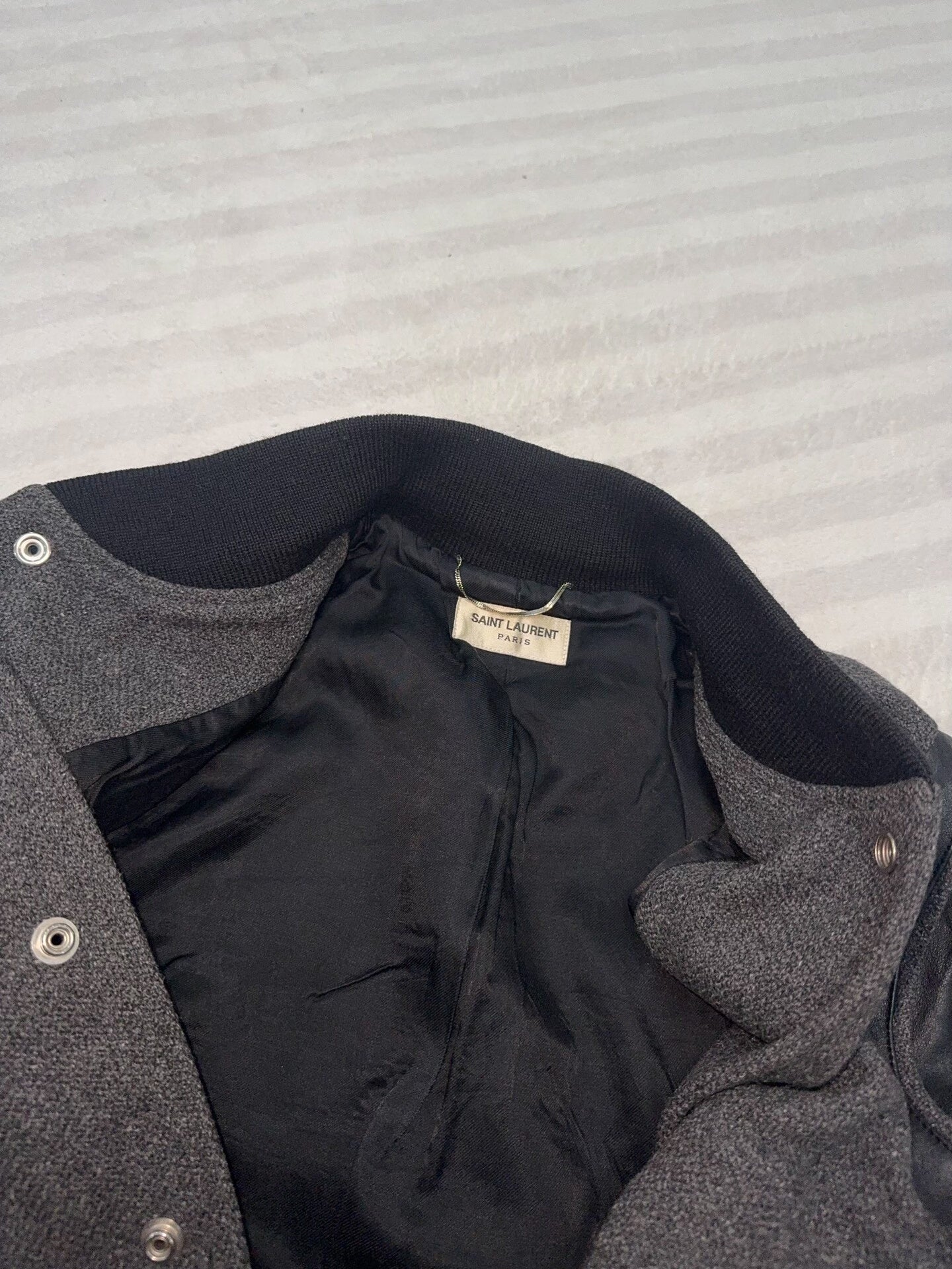 Saint Laurent Gray Baseball Jacket