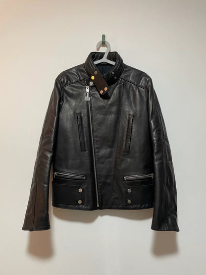 balenciaga hooded leather jacket size 48