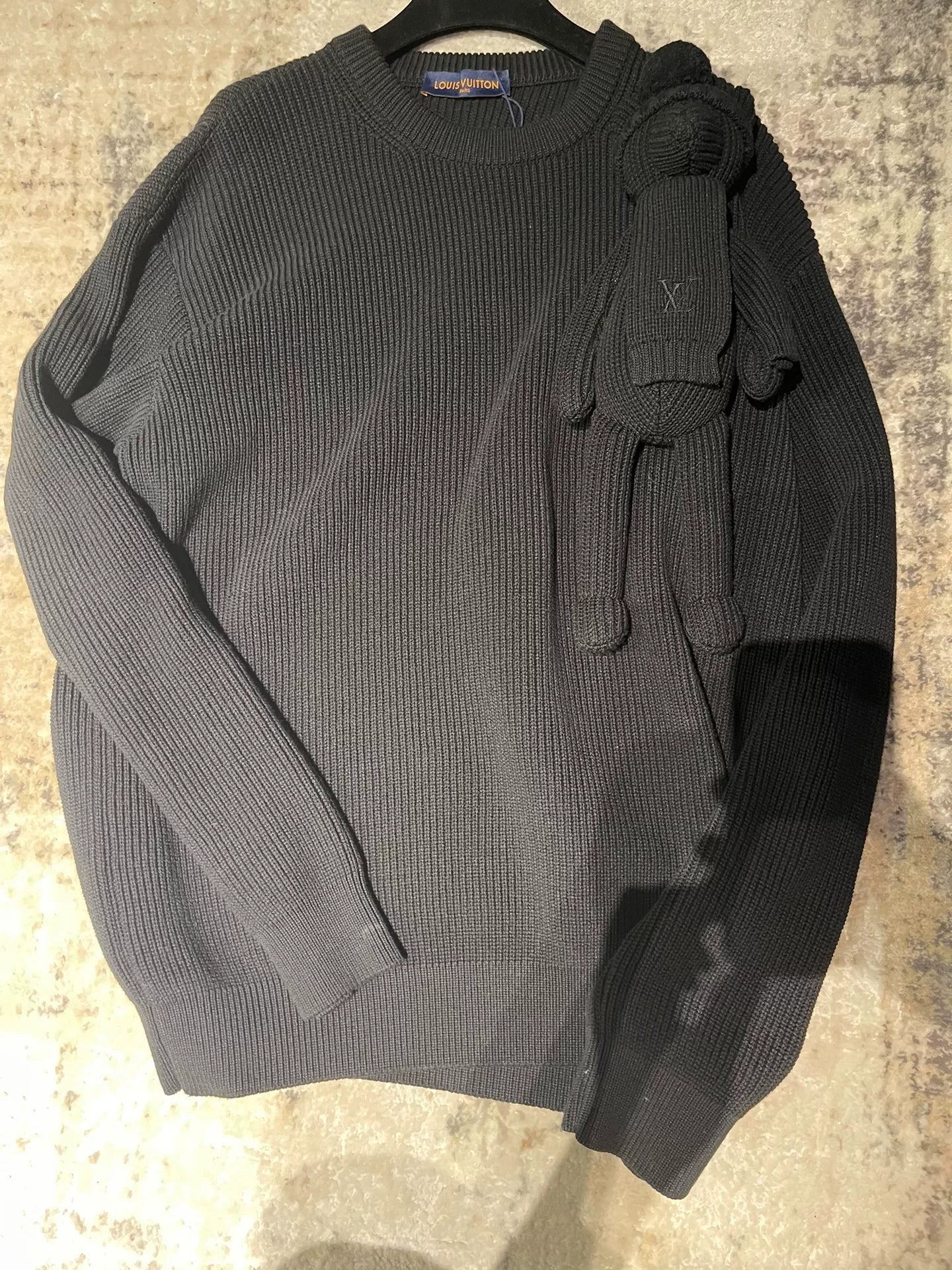 gray louis vuitton teddy bear sweater