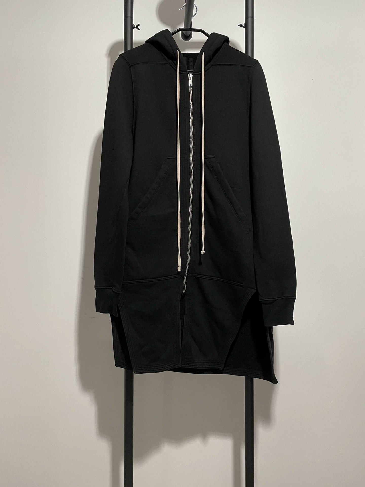 rick owens black long hoodie sweatshirt