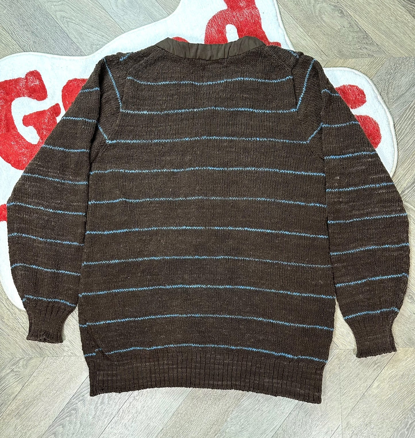 visvim selmer long cardigan with blue stripes