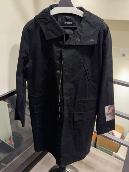 Raf Simons Black Hooded Windbreaker Coat