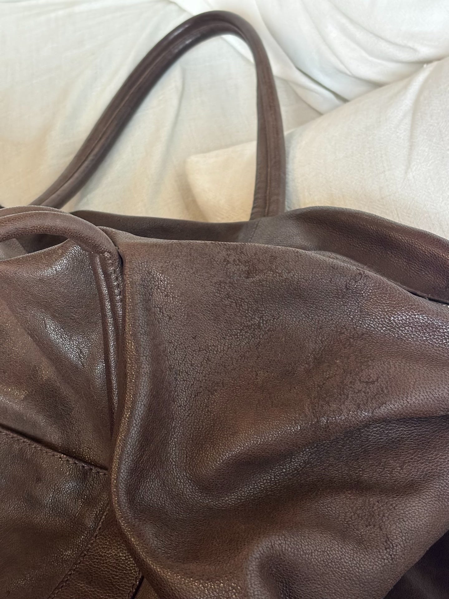 maison martin margiela camel leather travel bag