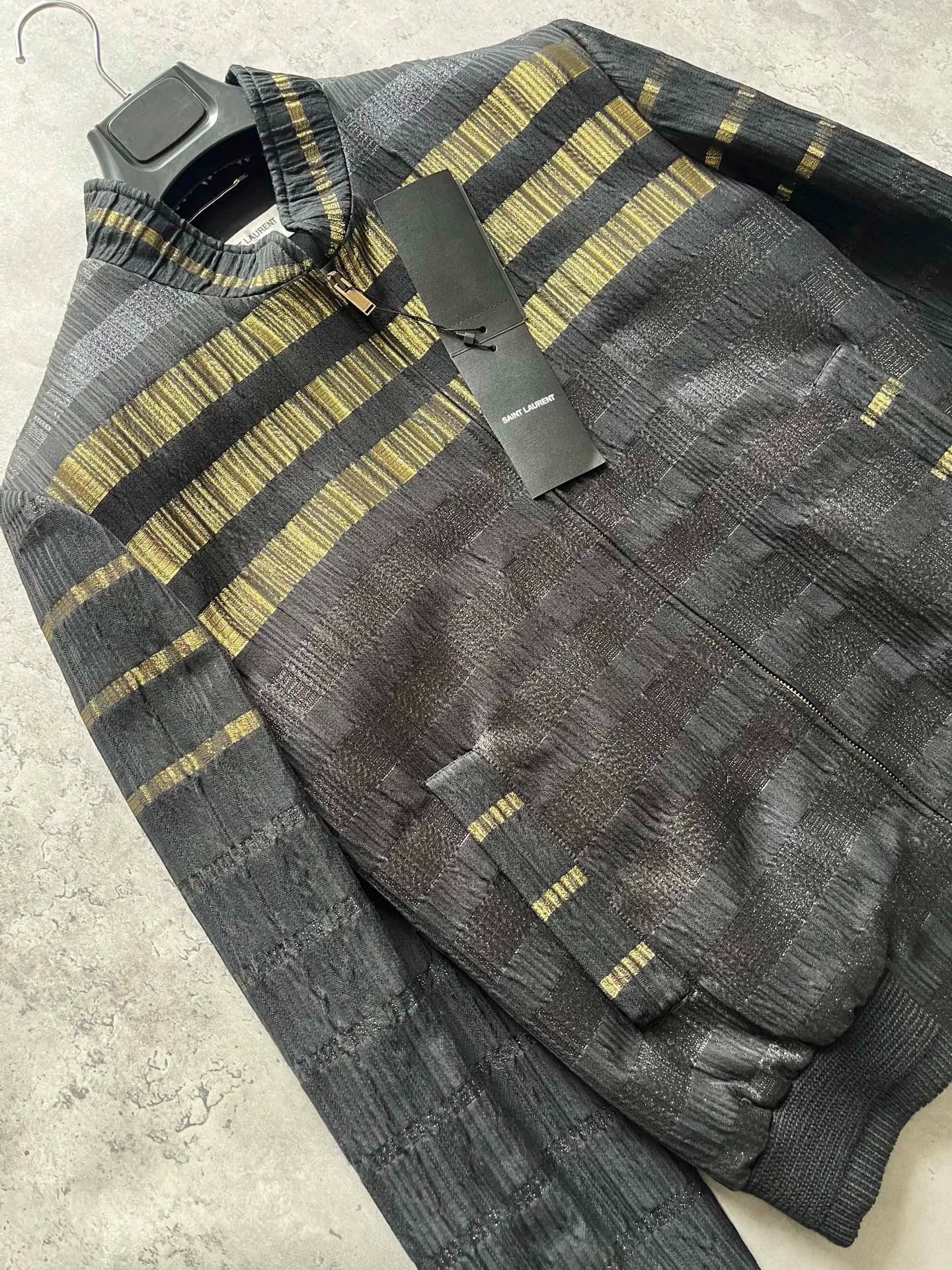 Saint Laurent Black Gold Baseball Jacket